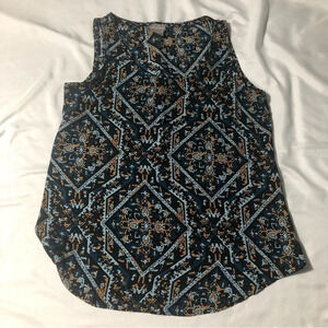 Chicos Sleeveless Top - Black Blue Gold Patterned - Size US 4-6